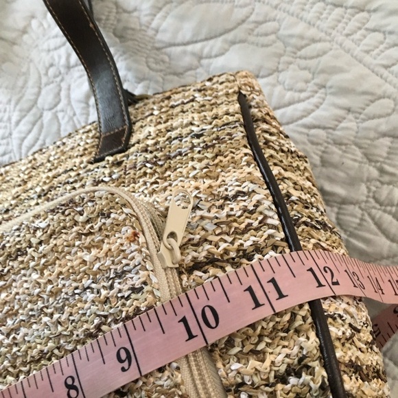 Women's Large Tan and Brown Woven Shoulder Bag - Picture 8 of 11